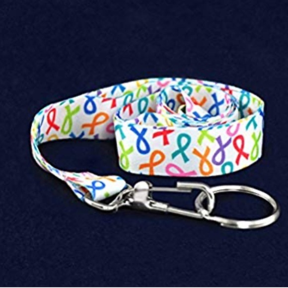 Multi Colored Ribbon Awareness Lanyard - Picture 2 of 2